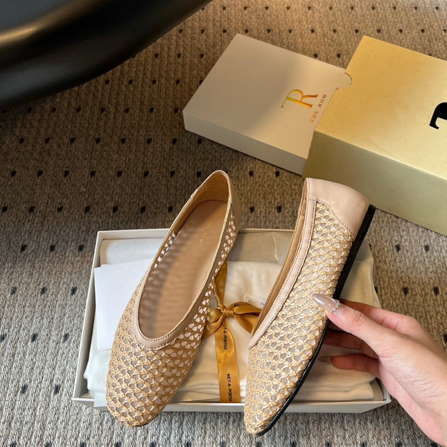 THE ROW 26S BALLET FLATS IN NUDE BEIGE MESH