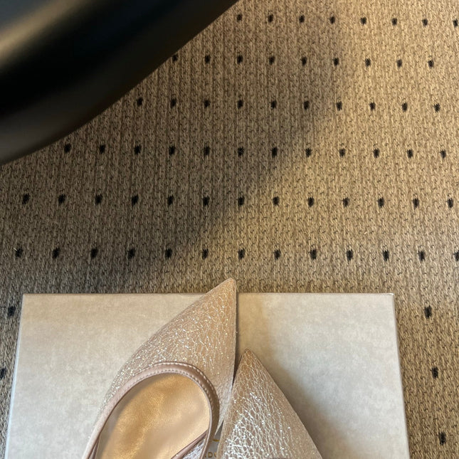 JIMMY CHOO 26S POINTED-TOE FLATS IN NUDE MESH