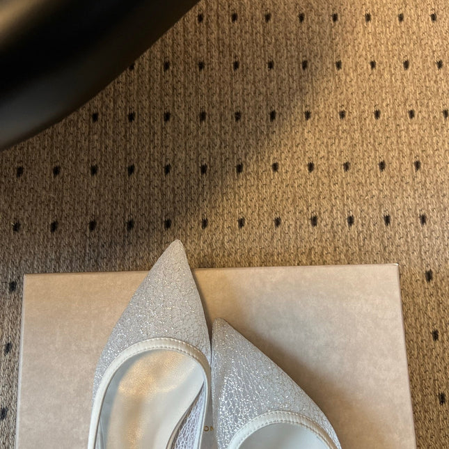 JIMMY CHOO 26S POINTED-TOE FLATS IN WHITE MESH