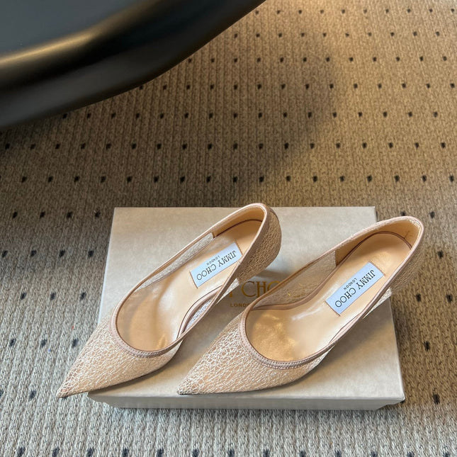 JIMMY CHOO 26S HIGH HEELS 60 MM IN NUDE MESH