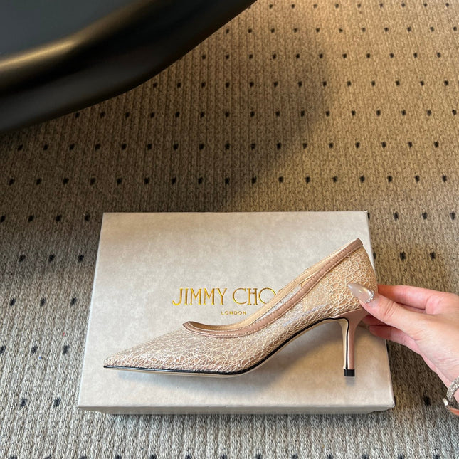 JIMMY CHOO 26S HIGH HEELS 60 MM IN NUDE MESH