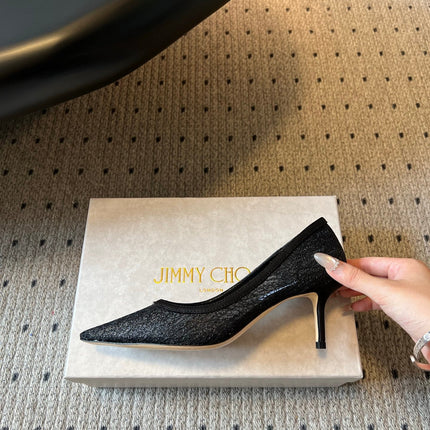 JIMMY CHOO 26S HIGH HEELS 60 MM IN BLACK MESH