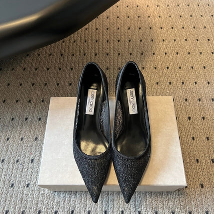JIMMY CHOO 26S HIGH HEELS 60 MM IN BLACK MESH