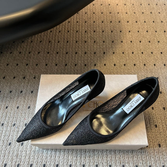 JIMMY CHOO 26S HIGH HEELS 60 MM IN BLACK MESH