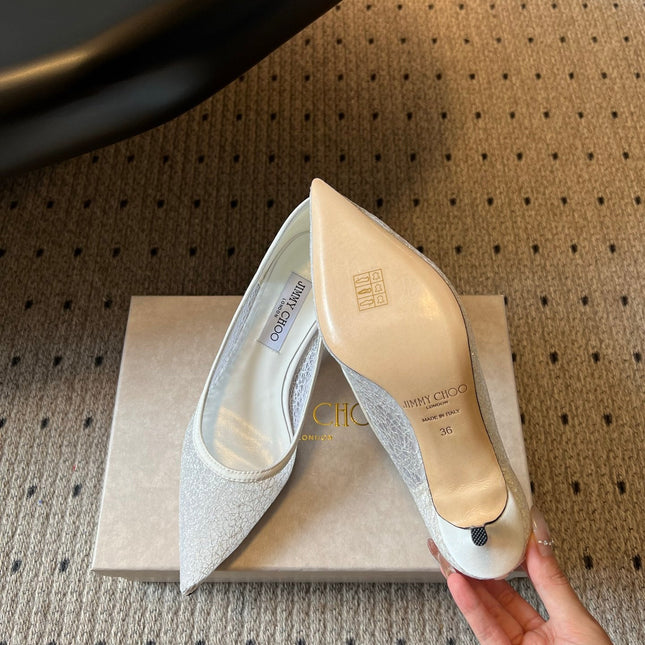 JIMMY CHOO 26S HIGH HEELS 60 MM IN WHITE MESH