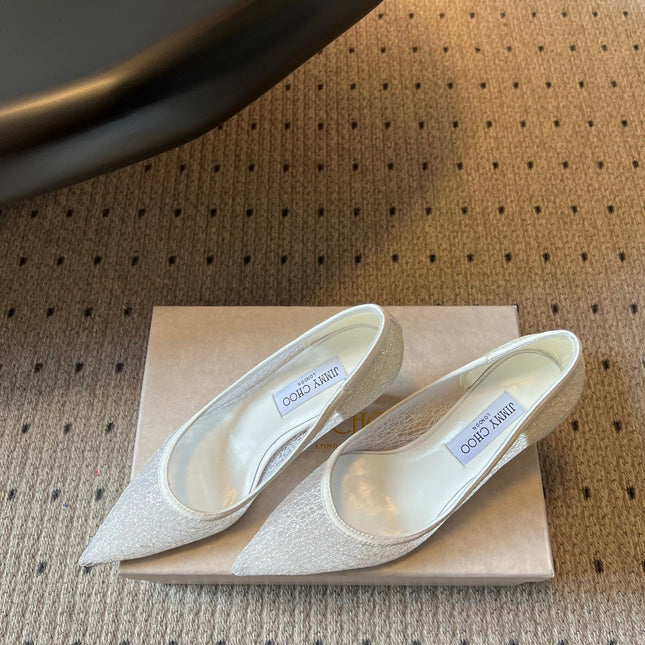 JIMMY CHOO 26S HIGH HEELS 60 MM IN WHITE MESH
