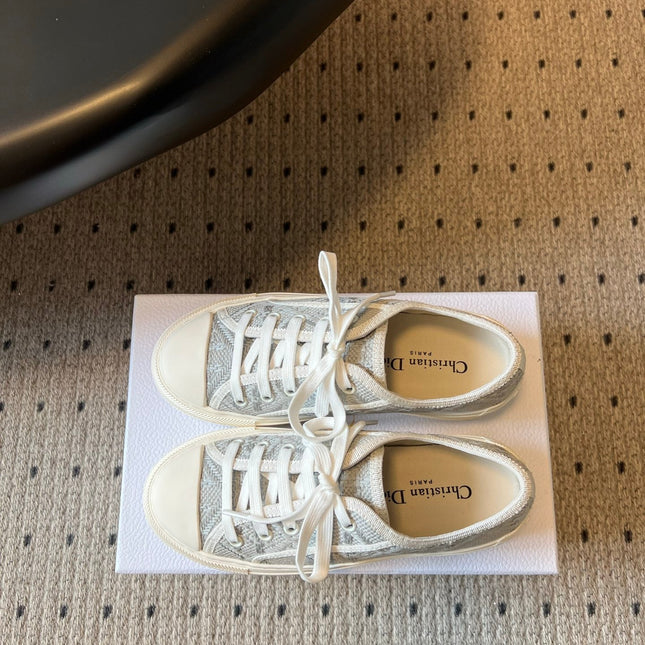 DIOR 26S LOW-TOP SNEAKER 50MM IN BLUE GREY OBLIQUE EMBROIDERED CANVAS
