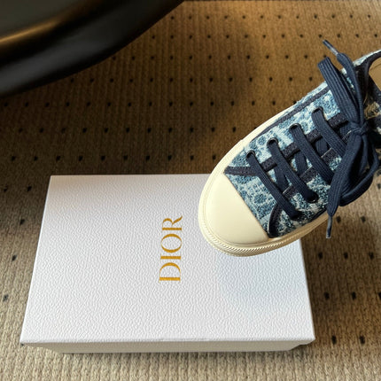 DIOR 26S LOW-TOP SNEAKER 50MM IN NAVY BLUE OBLIQUE EMBROIDERED WOOL