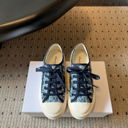 DIOR 26S LOW-TOP SNEAKER 50MM IN NAVY BLUE OBLIQUE EMBROIDERED WOOL