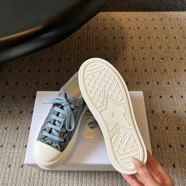 DIOR 26S LOW-TOP SNEAKER 50MM IN BLUE OBLIQUE EMBROIDERED CANVAS