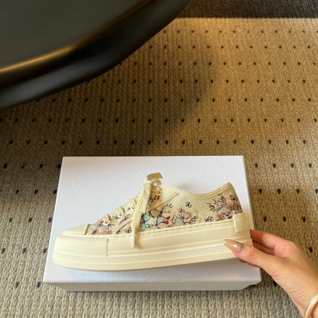 DIOR 26S LOW-TOP SNEAKER 50MM IN BEIGE EMBROIDERED CANVAS