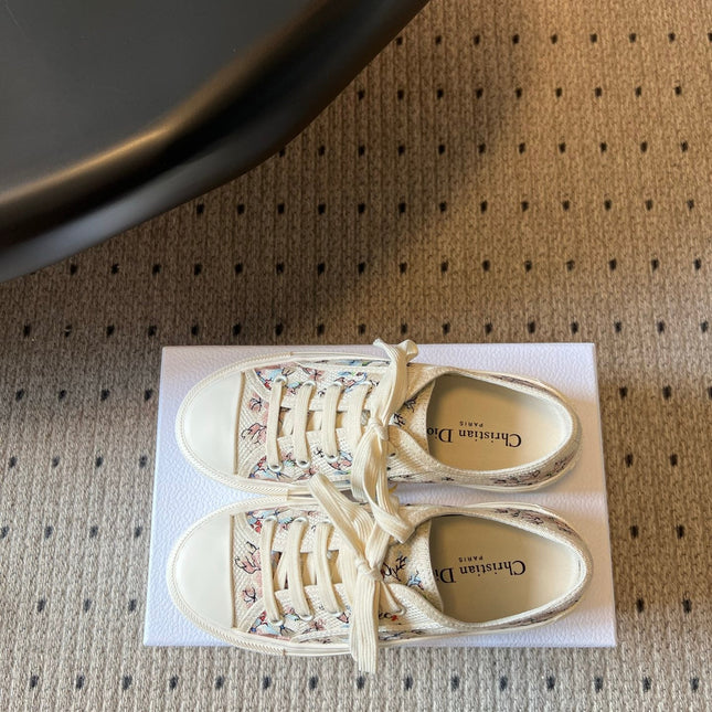 DIOR 26S LOW-TOP SNEAKER 50MM IN BEIGE EMBROIDERED CANVAS