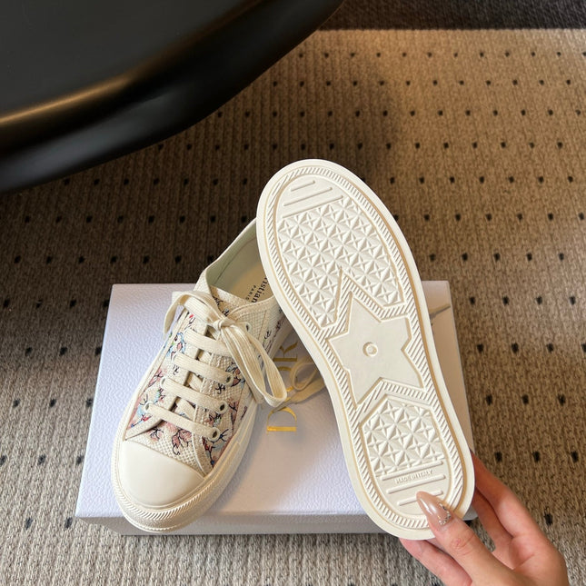 DIOR 26S LOW-TOP SNEAKER 50MM IN BEIGE EMBROIDERED CANVAS