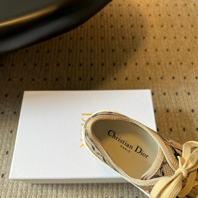 DIOR 26S LOW-TOP SNEAKER 35MM IN DARK BEIGE EMBROIDERED CANVAS