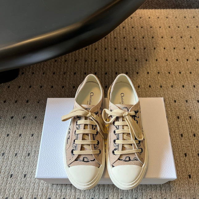 DIOR 26S LOW-TOP SNEAKER 35MM IN DARK BEIGE EMBROIDERED CANVAS