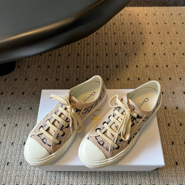 DIOR 26S LOW-TOP SNEAKER 35MM IN DARK BEIGE EMBROIDERED CANVAS