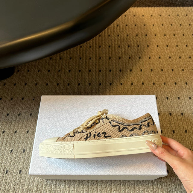 DIOR 26S LOW-TOP SNEAKER 35MM IN DARK BEIGE EMBROIDERED CANVAS