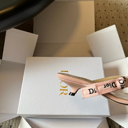 DIOR 26S HIGH-HEEL THONG SANDAL 35MM IN LIGHT PINK EMBROIDERED CANVAS AND CALFSKIN
