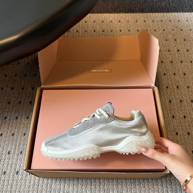 MIUMIU 26S SNEAKERS IN GREY SUEDE