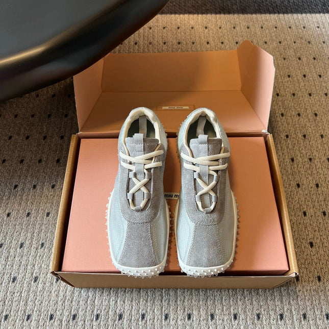 MIUMIU 26S SNEAKERS IN GREY SUEDE