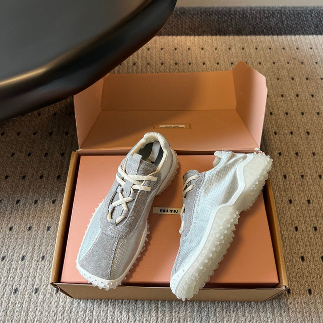 MIUMIU 26S SNEAKERS IN GREY SUEDE