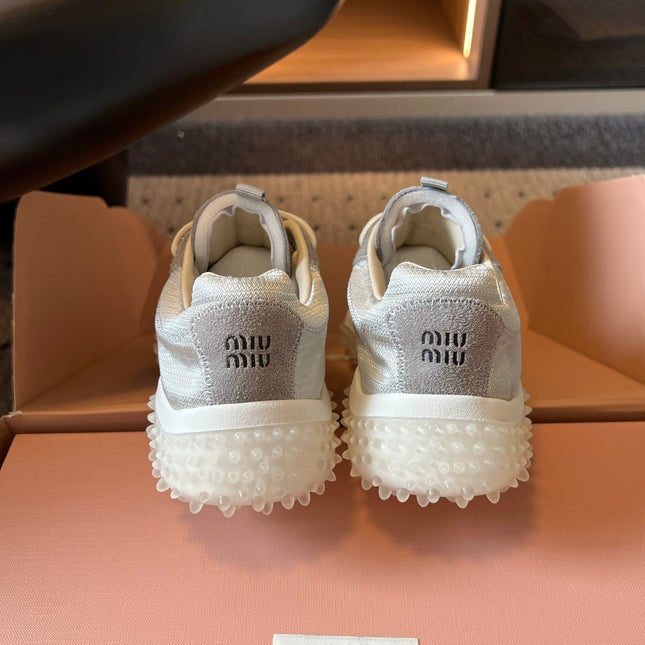 MIUMIU 26S SNEAKERS IN GREY SUEDE