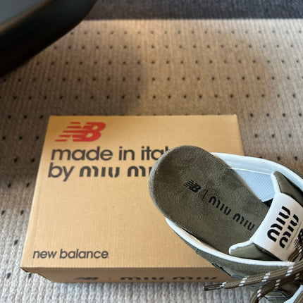 MIUMIU 26S SNEAKER MULES IN MOSS GREEN SUEDE MIX FABRIC