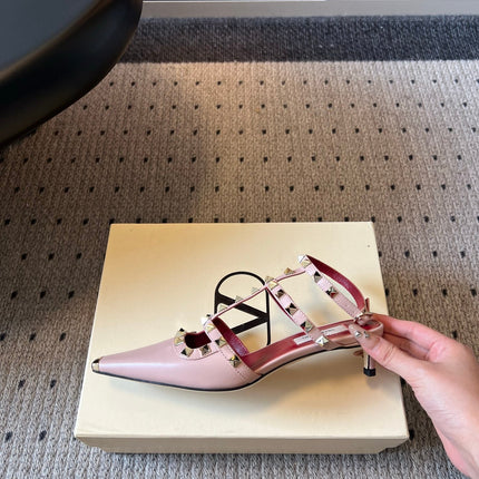 VALENTINO 26S ROCKSTUD HIGH HEELS 40 MM IN NUDE PINK CALFSKIN