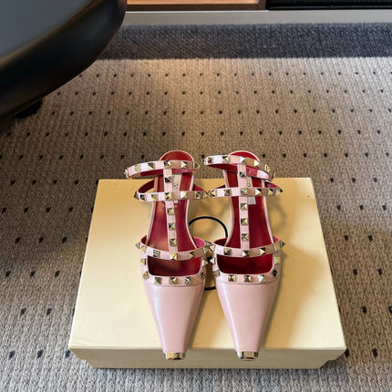 VALENTINO 26S ROCKSTUD HIGH HEELS 40 MM IN NUDE PINK CALFSKIN