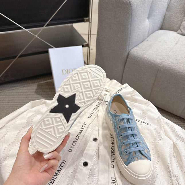 DIOR 26S SNEAKERS IN SKY BLUE OBLIQUE EMBROIDERED MESH