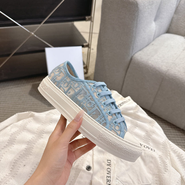 DIOR 26S SNEAKERS IN SKY BLUE OBLIQUE EMBROIDERED MESH