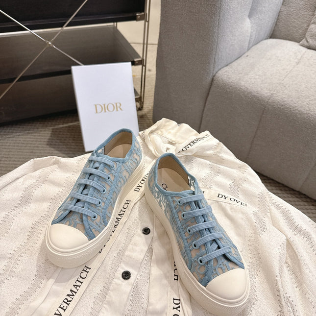 DIOR 26S SNEAKERS IN SKY BLUE OBLIQUE EMBROIDERED MESH