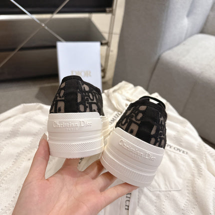 DIOR 26S PLATFORM SNEAKERS IN BLACK OBLIQUE EMBROIDERED MESH