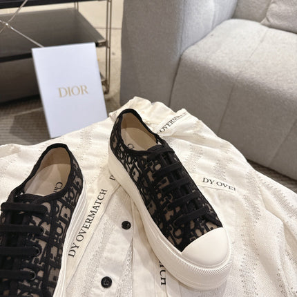DIOR 26S PLATFORM SNEAKERS IN BLACK OBLIQUE EMBROIDERED MESH