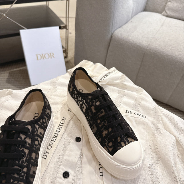 DIOR 26S PLATFORM SNEAKERS IN BLACK OBLIQUE EMBROIDERED MESH