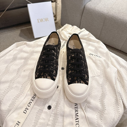 DIOR 26S PLATFORM SNEAKERS IN BLACK OBLIQUE EMBROIDERED MESH