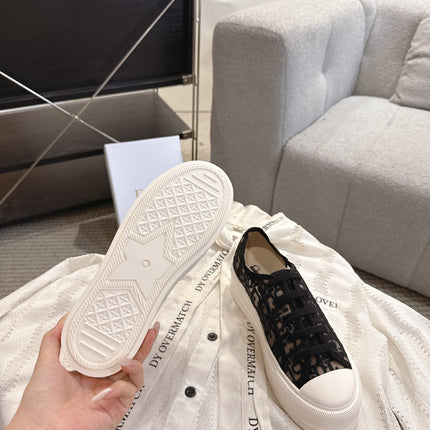 DIOR 26S PLATFORM SNEAKERS IN BLACK OBLIQUE EMBROIDERED MESH
