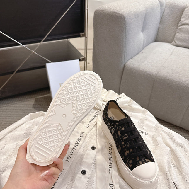 DIOR 26S PLATFORM SNEAKERS IN BLACK OBLIQUE EMBROIDERED MESH