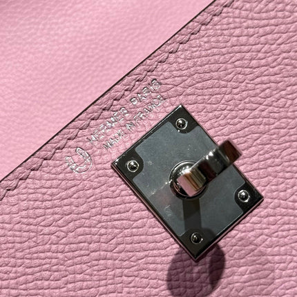 HM KELLY 20 BABY PINK MIX BROWN HANDLE EPSOM SILVER HARDWARE