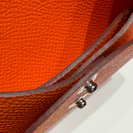 CALVI DUO COMPACT CARD HOLDER IN CLASSIC ORANGE EPSOM CALFSKIN