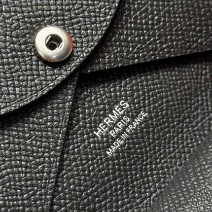 CALVI DUO COMPACT CARD HOLDER IN BLACK EPSOM CALFSKIN