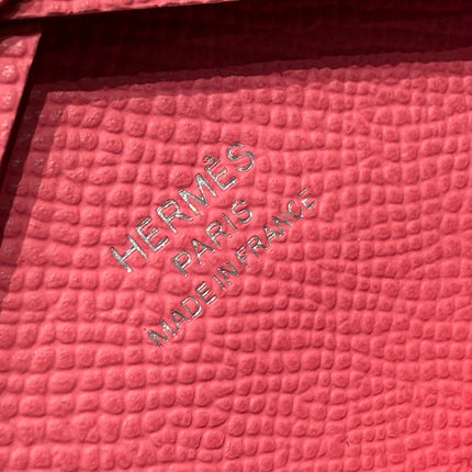 CALVI DUO COMPACT CARD HOLDER IN ROSE POP EPSOM CALFSKIN