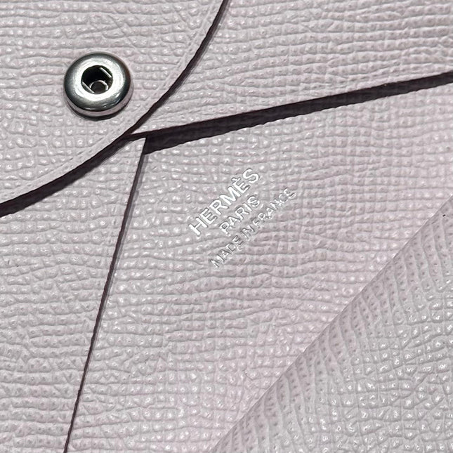 CALVI DUO COMPACT CARD HOLDER IN MAUVE PALE EPSOM CALFSKIN