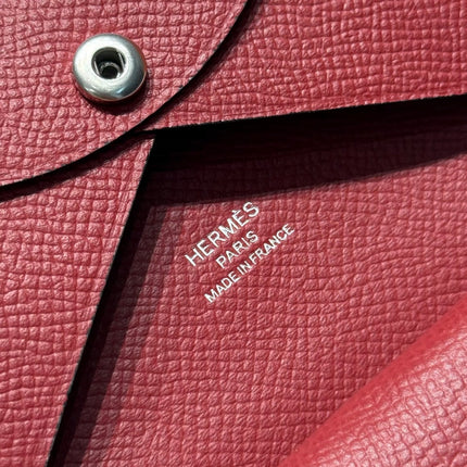 CALVI DUO COMPACT CARD HOLDER IN ROUGE H EPSOM CALFSKIN