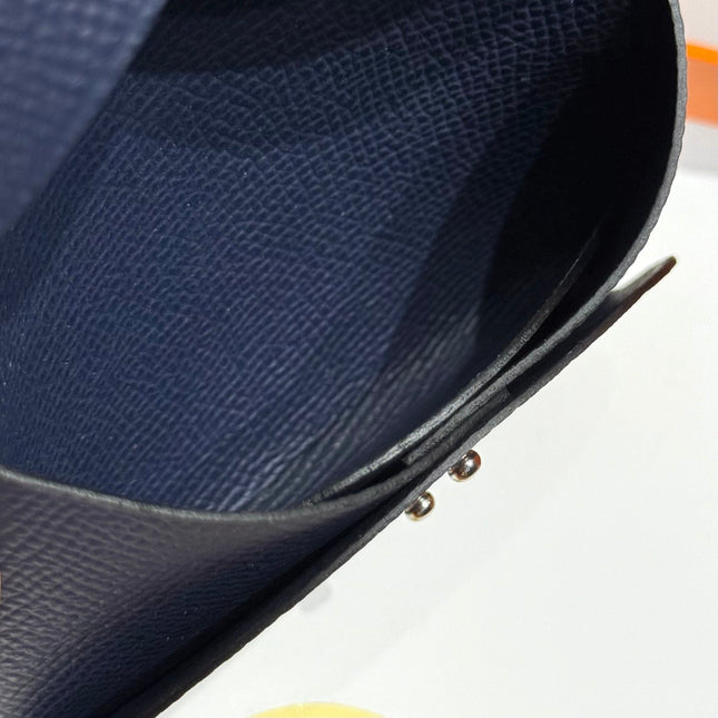 CALVI DUO COMPACT CARD HOLDER IN BLUE MARINE EPSOM CALFSKIN