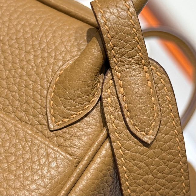 HERMES 25S MINI LINDY 19 IN BROWN CALFSKIN GOLD HARDWARE