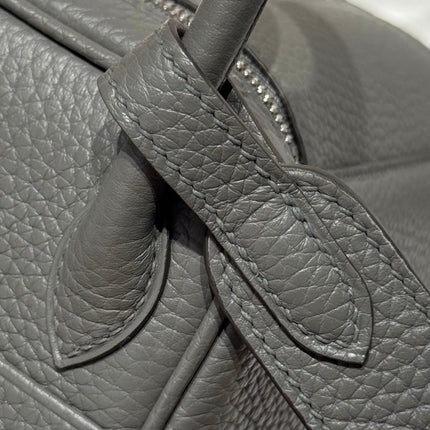 HERMES 25S MINI LINDY 19 IN CLOUD GRAY CALFSKIN SILVER HARDWARE