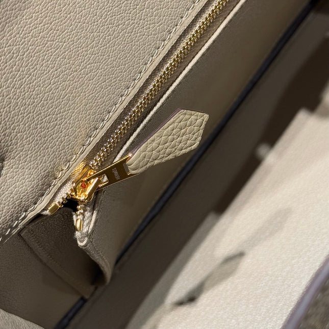 HERMES 25S MEDIUM BIRKIN 25 IN DARK KHAKI CALFSKIN GOLD HARDWARE