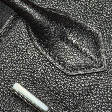 HERMES 25S SHOULDER BIRKIN 29 IN BLACK CALFSKIN SILVER HARDWARE