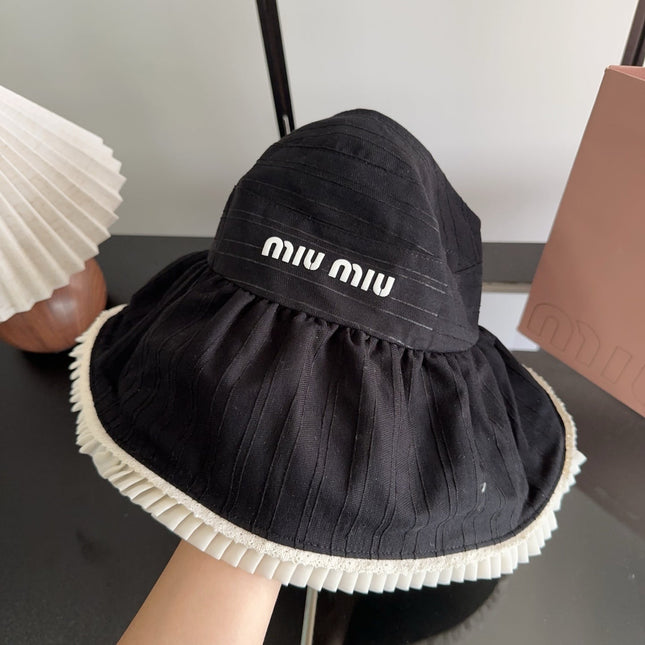 MIUMIU 26S PLEATED WIDE-BRIM HAT 343600
